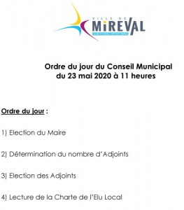 Ordre du jour Conseil Municipal du 23 mai 2020