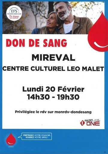 Don du sang | Lundi 20 Février 2023