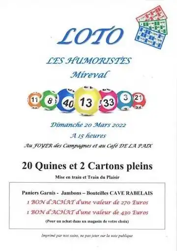 LOTO au Foyer des Campagnes – Dimanche 20 mars