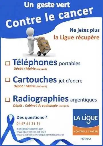 Le CCAS récupère les téléphones portables, les cartouches (jet d’encre)… au profit de la Ligue contre le cancer.