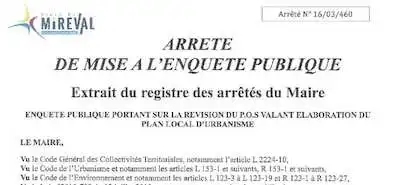 Arrêté de mise à l’enquête publique