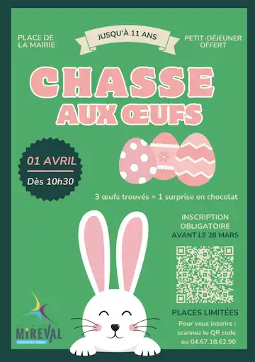 Chasse aux Oeufs – Lundi de Pâques 01 avril – Dès 10h30