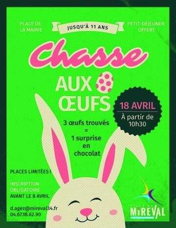 Chasse aux Oeufs – Lundi de Pâques 18 avril – Dès 10h30