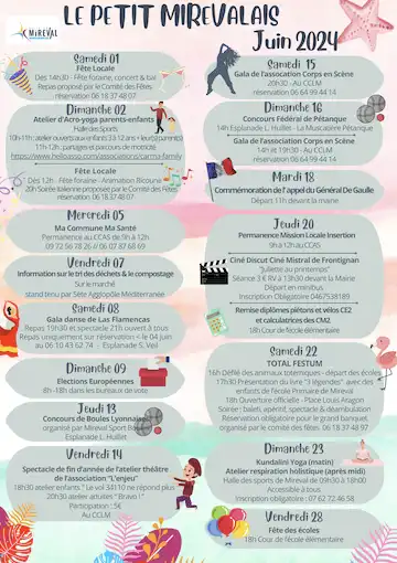 Voici le programme des rendez-vous Mirevalais du mois de juin !