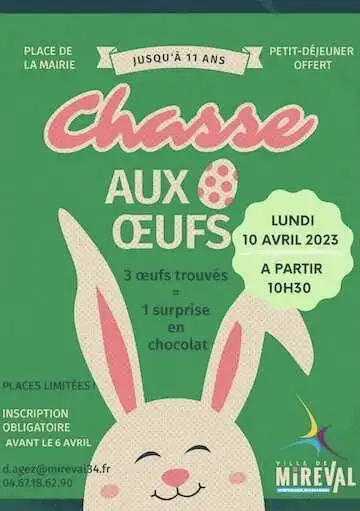 Chasse aux Oeufs – Lundi de Pâques 10 avril – Dès 10h30