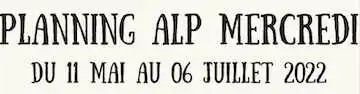 Planning ALP Mercredi de mai à juillet