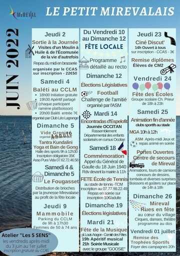 Le Petit Mirevalais – Agenda local | JUIN 2022