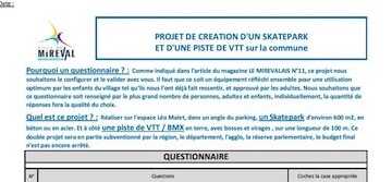 Questionnaire Skatepark + Piste de VTT/BMX