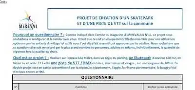 Questionnaire Skatepark + Piste de VTT/BMX