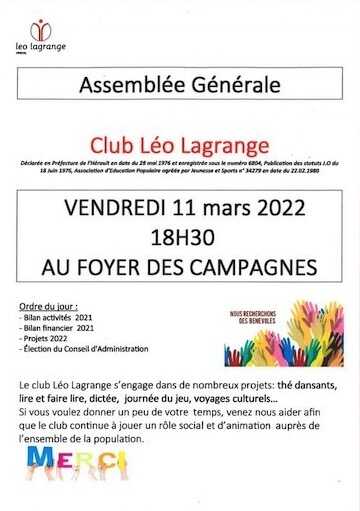 Assemblée Générale – Club Léo Lagrange