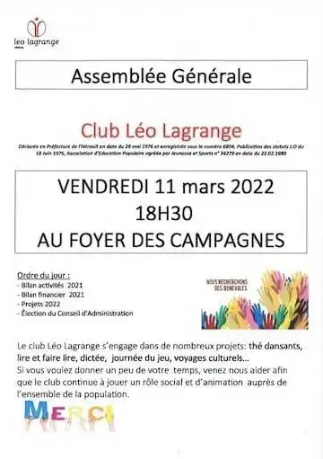 Assemblée Générale – Club Léo Lagrange