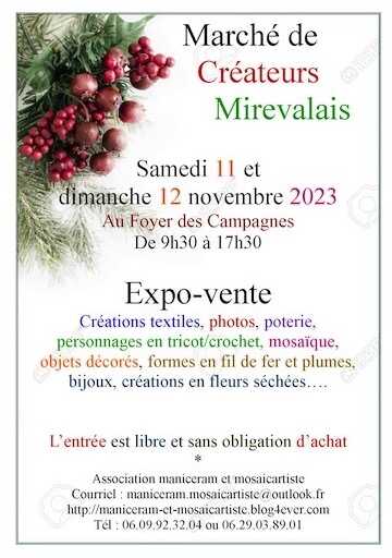 MARCHÉ DES CRÉATEURS MIREVALAIS – 11 & 12 NOVEMBRE 2023