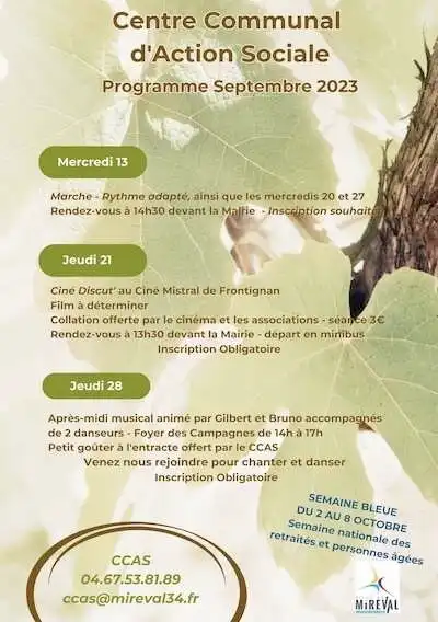 Le programme du CCAS pour ce mois de septembre !