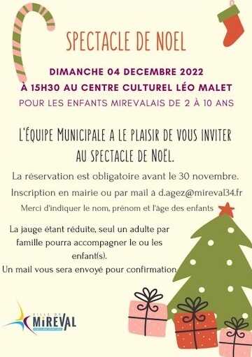 Noël des enfants Mirevalais au CCLM – 04 décembre 2022 !